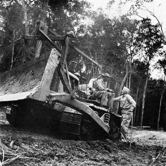  General Pick consults bulldozer operator on the Ledo Road 