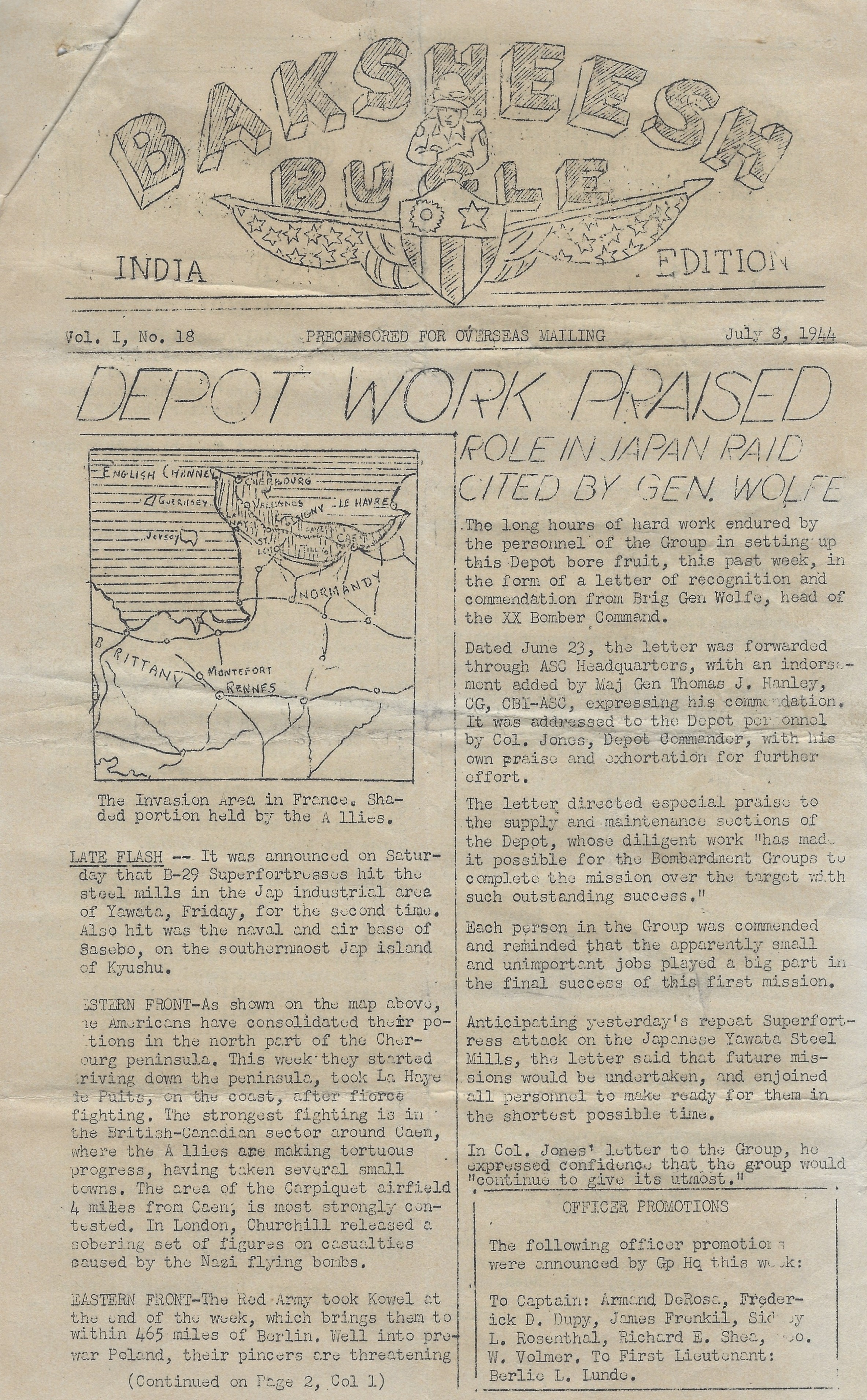  Baksheesh Bugle - July 8, 1944 - Click for next photo 