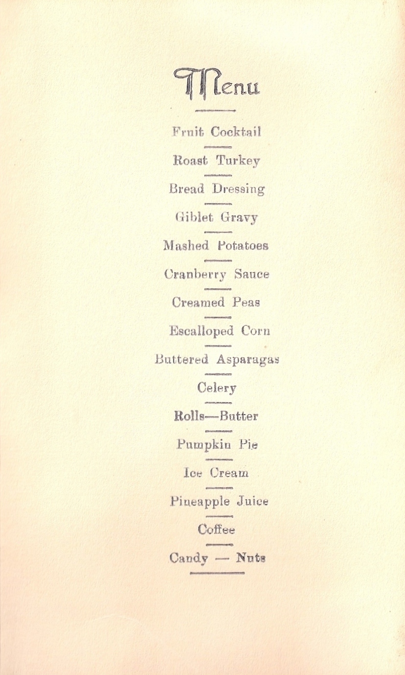  Thanksgiving Menu 